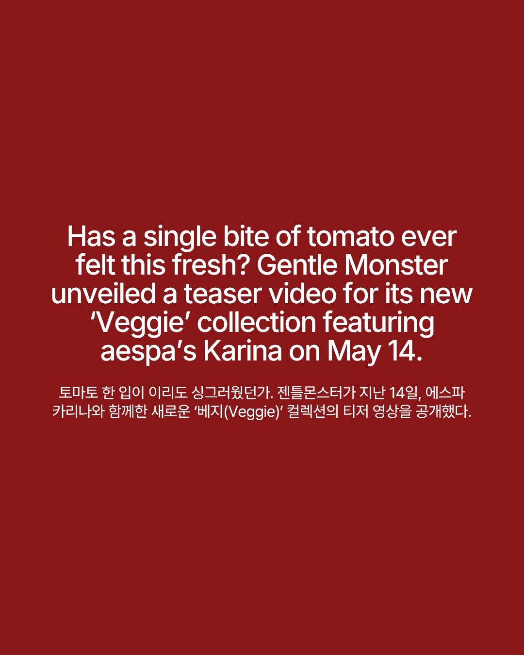 카리나, 젠틀몬스터 '베지 컬렉션' 티저 공개 — Look 2