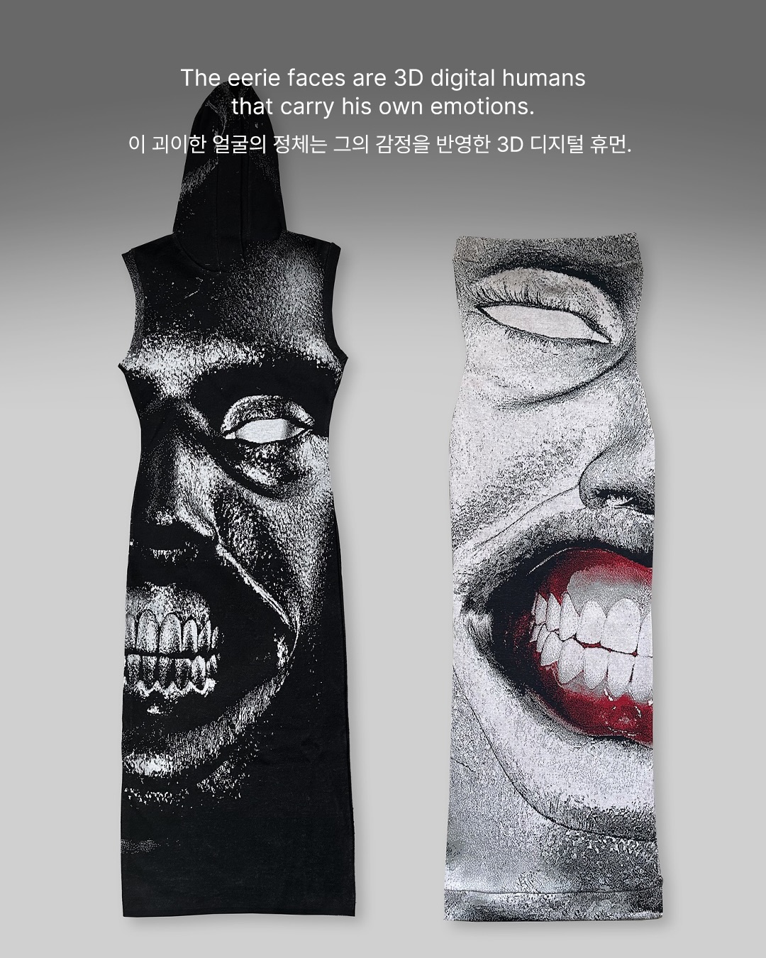 옷 전체를 뒤덮은 으스스한 얼굴의 정체 — moritz iden, Look 4