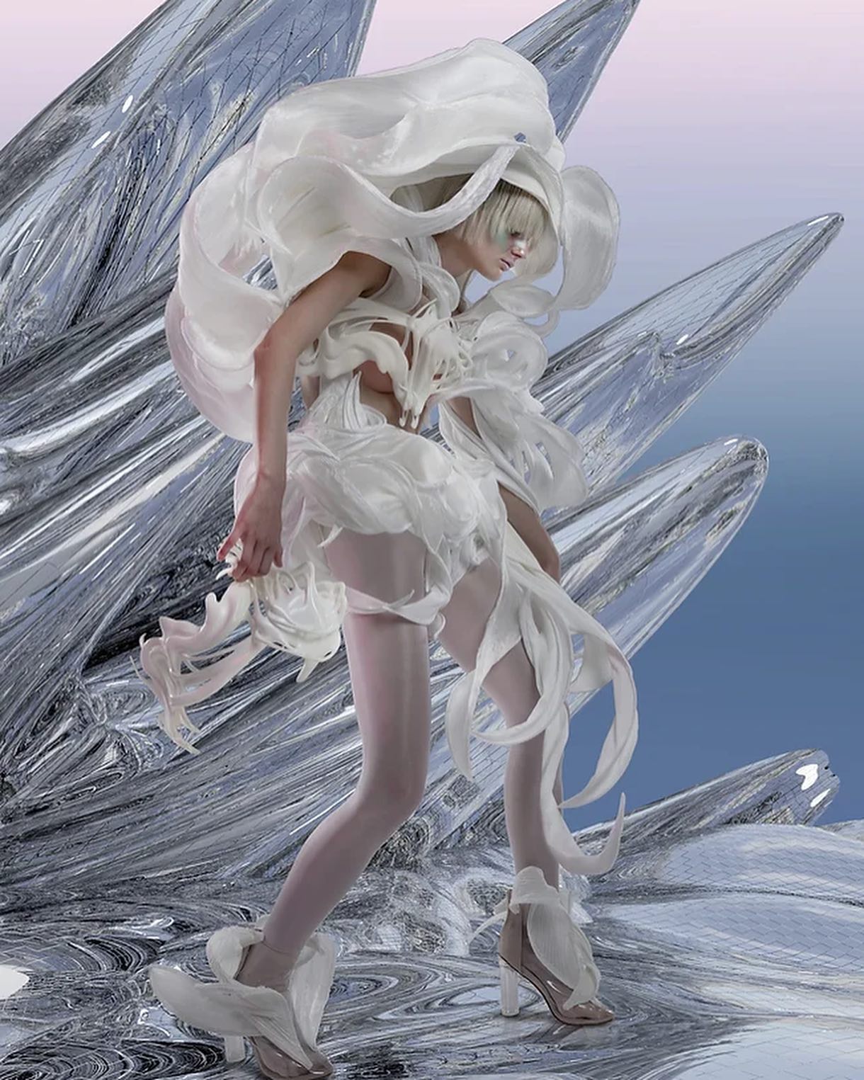 3D 프린팅으로 구현한 밀크 드레스, 선완의 신소재 아트웨어 — Cover