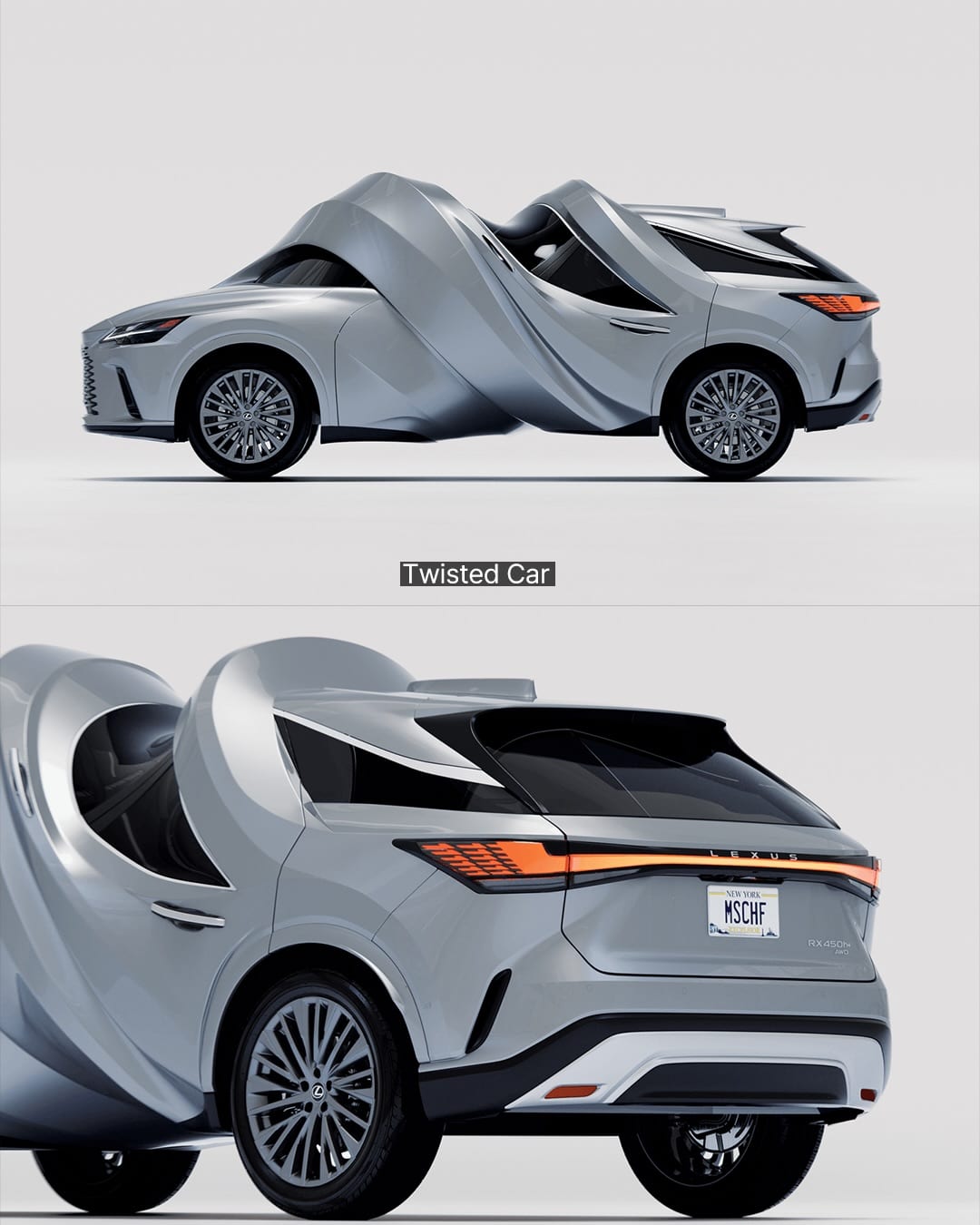 자동차를 원형과 꽈배기로 비튼 조각 — lexus, Look 3