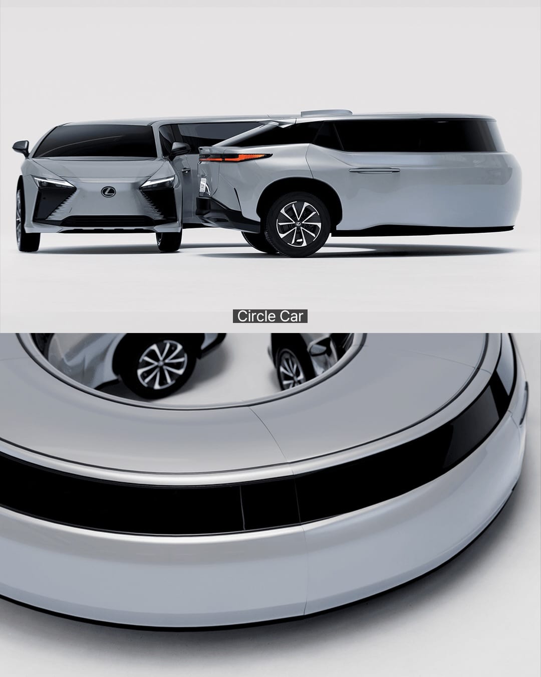 자동차를 원형과 꽈배기로 비튼 조각 — lexus, Look 4