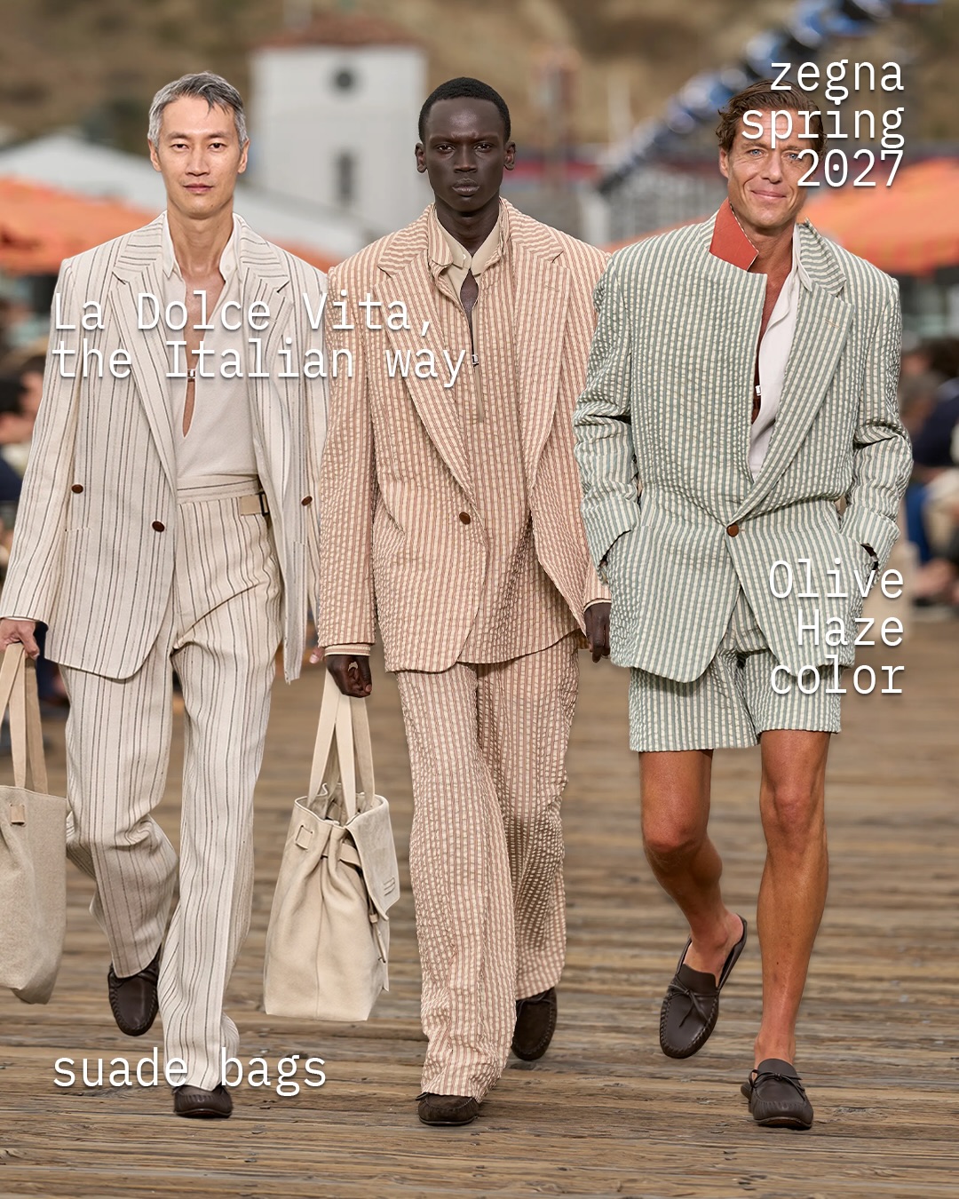 제냐 2027 S/S, 우아한 무관심으로 재정의한 럭셔리 휴가 — Look 3