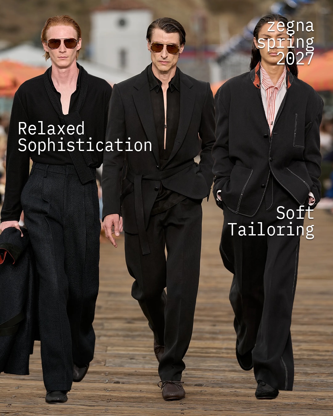 제냐 2027 S/S, 우아한 무관심으로 재정의한 럭셔리 휴가 — Look 5