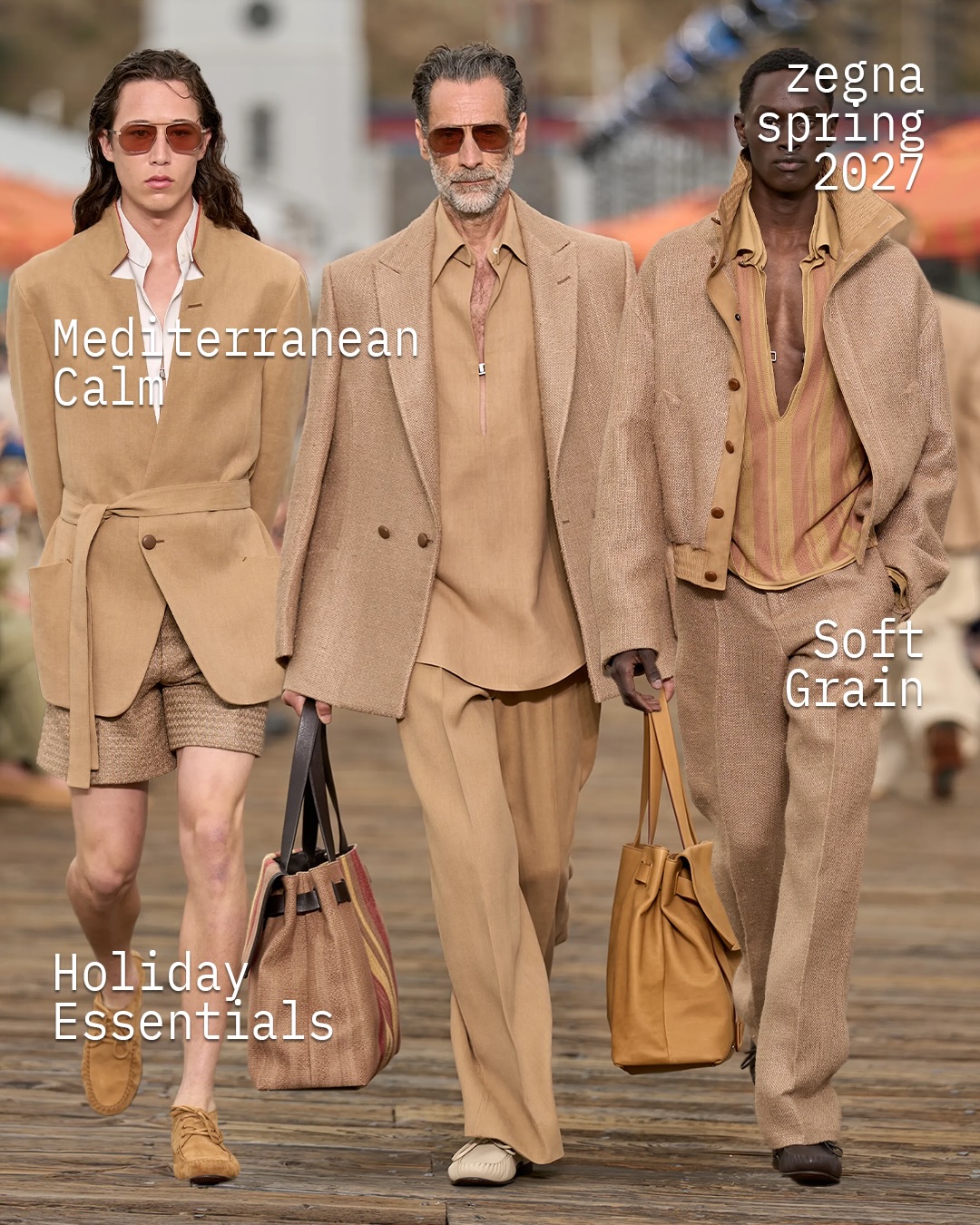 제냐 2027 S/S, 우아한 무관심으로 재정의한 럭셔리 휴가 — Look 7