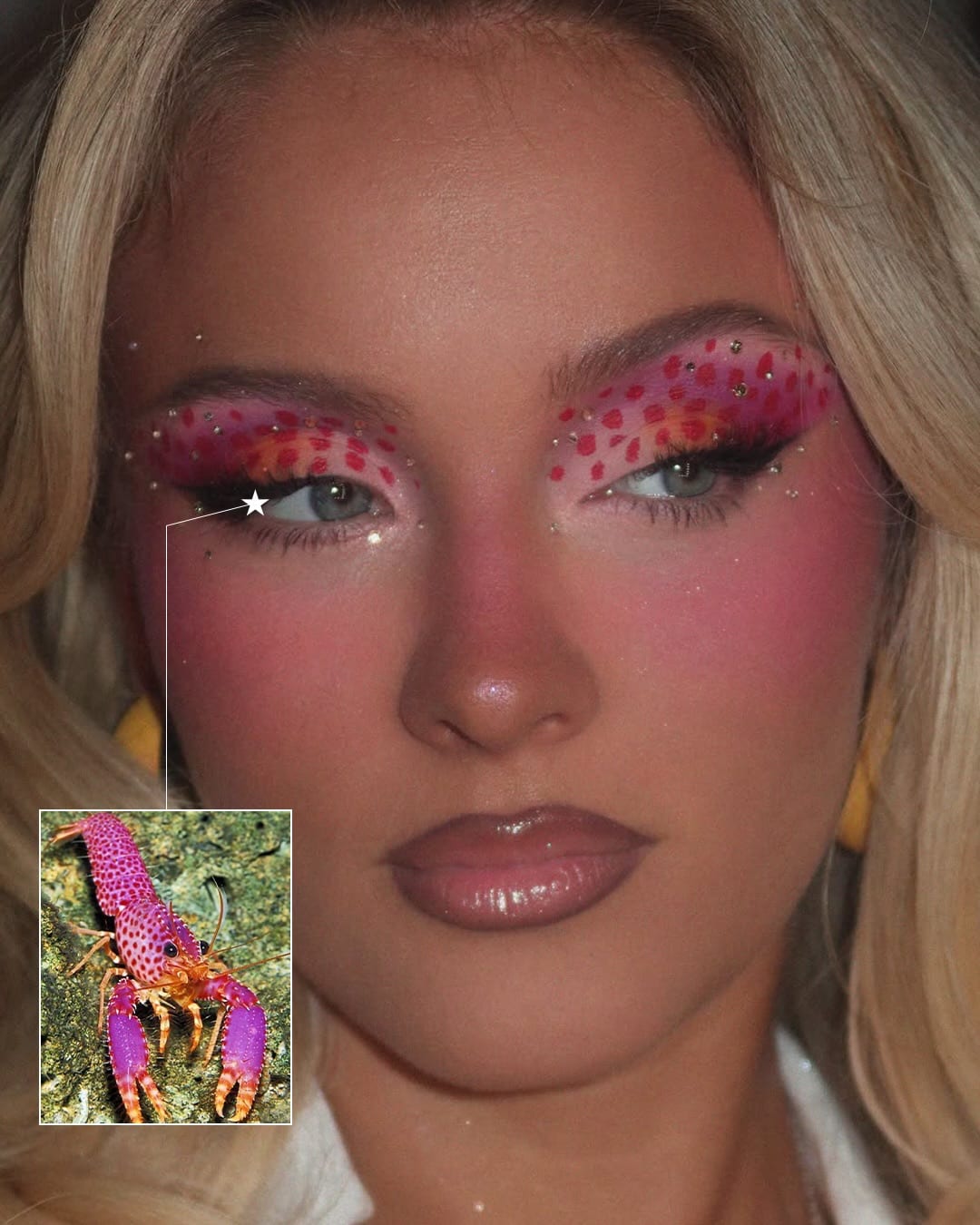 자라 라슨의 얼굴 위 쏟아진 반짝이는 글램 — zara larsson, Look 4