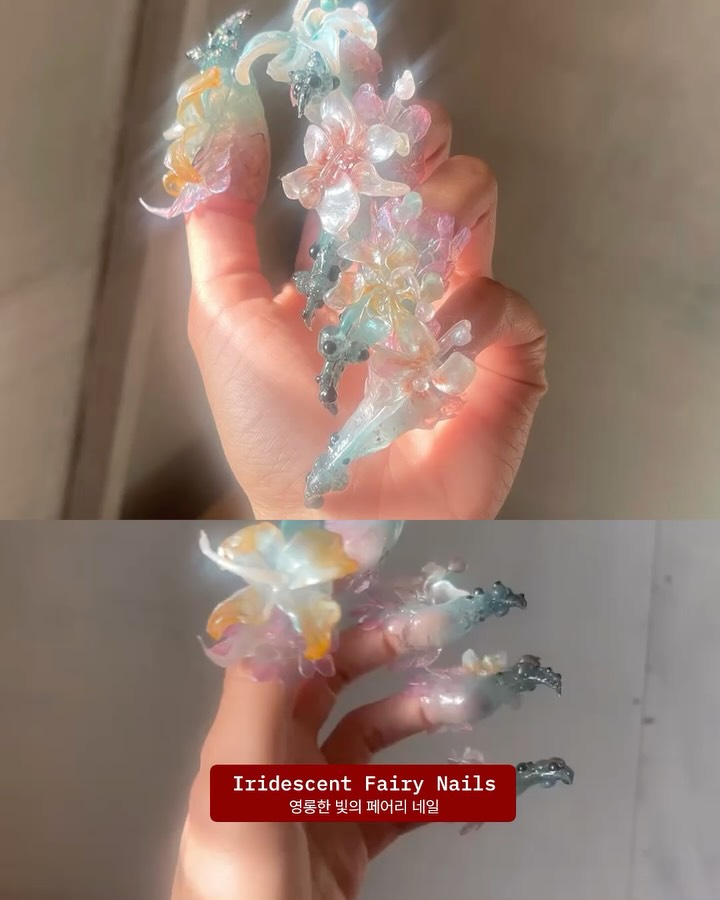 한 마리의 요정 같은 3D 맥시멀 네일 — 3d nail art, Look 3