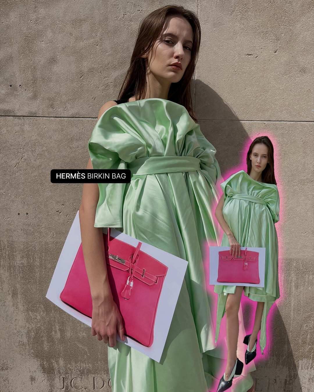 A4 용지로 버킨백을 들고 파리를 걷다 — assia rojas, Look 6
