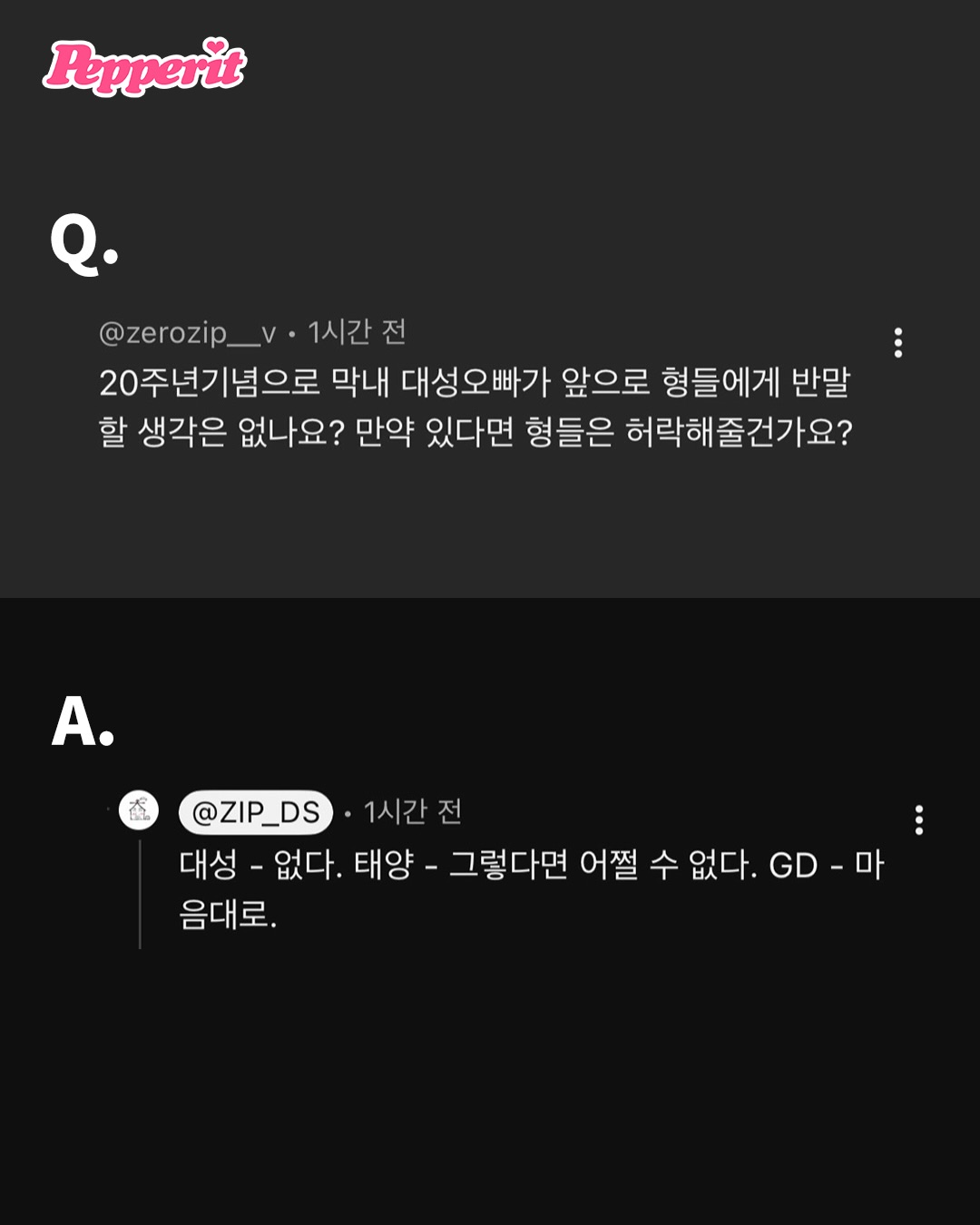 이름 몰라도 누군지 아는 빅뱅 20주년 Q&A