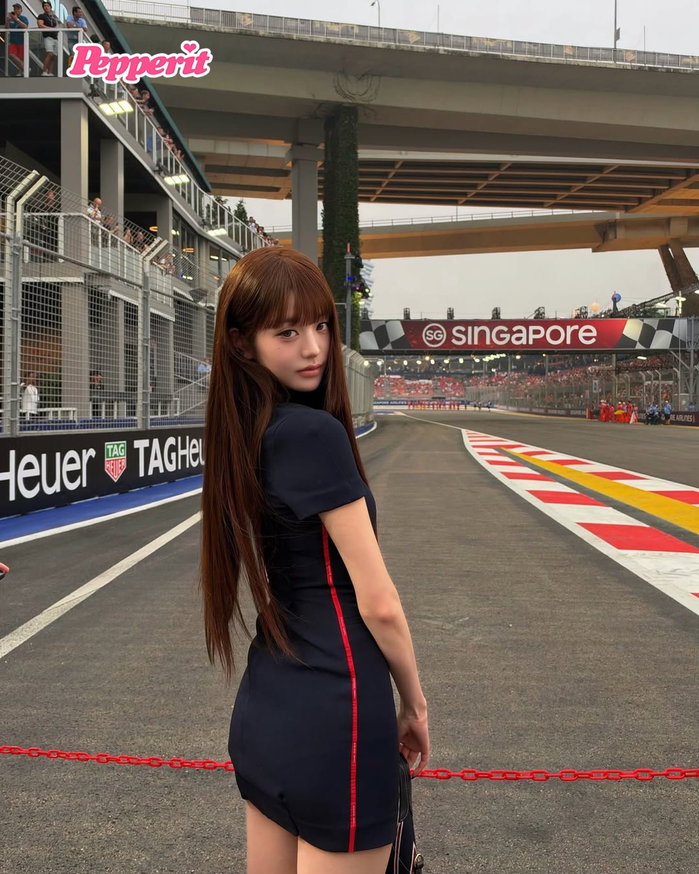 장원영, 싱가포르 F1 서킷에서 공개한 타미힐피거 룩