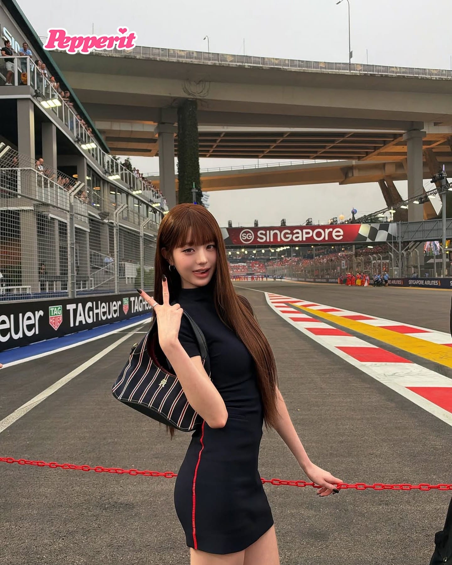 장원영, 싱가포르 F1 서킷에서 공개한 타미힐피거 룩