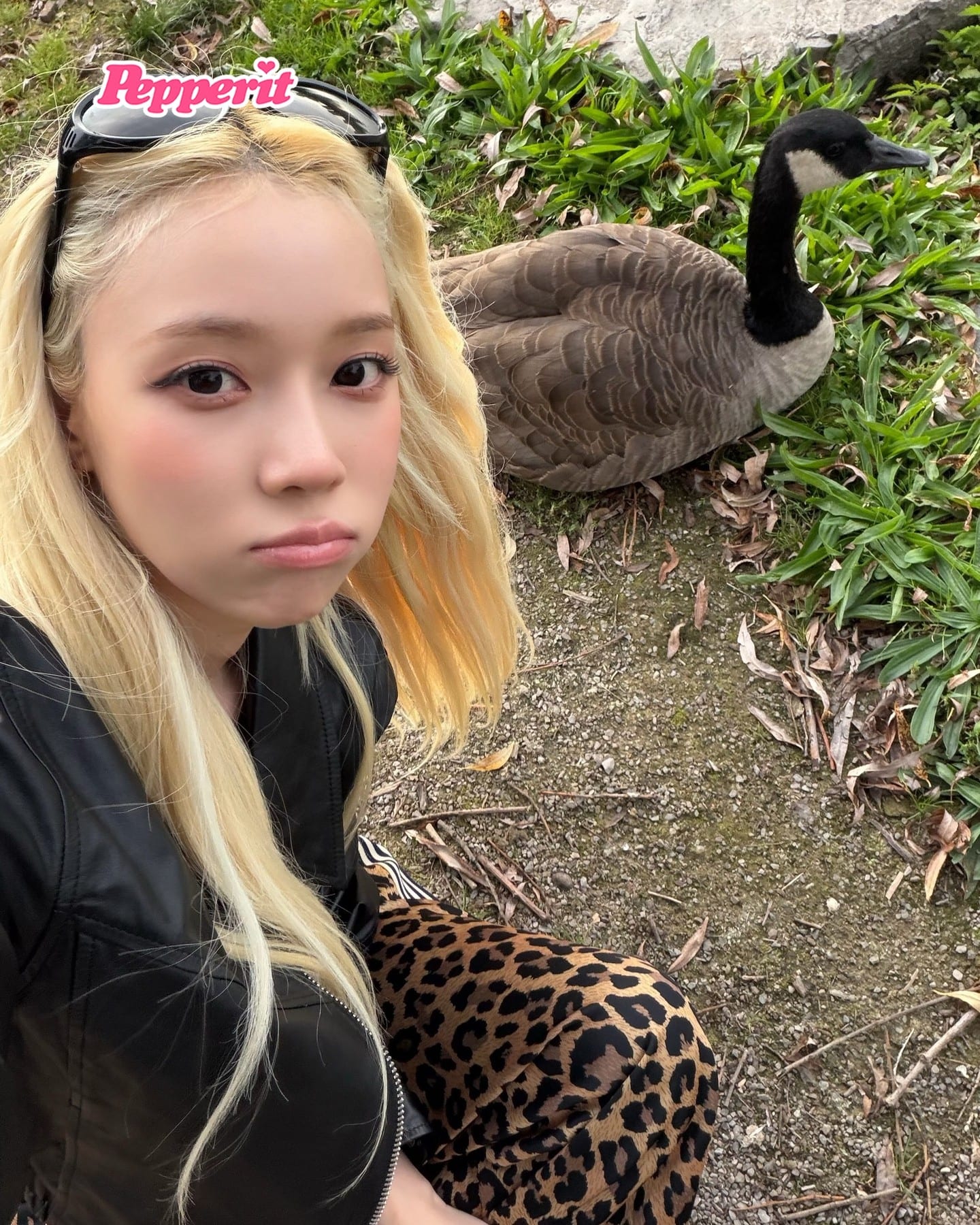 윈터, 거위와의 공원 산책 셀카 공개