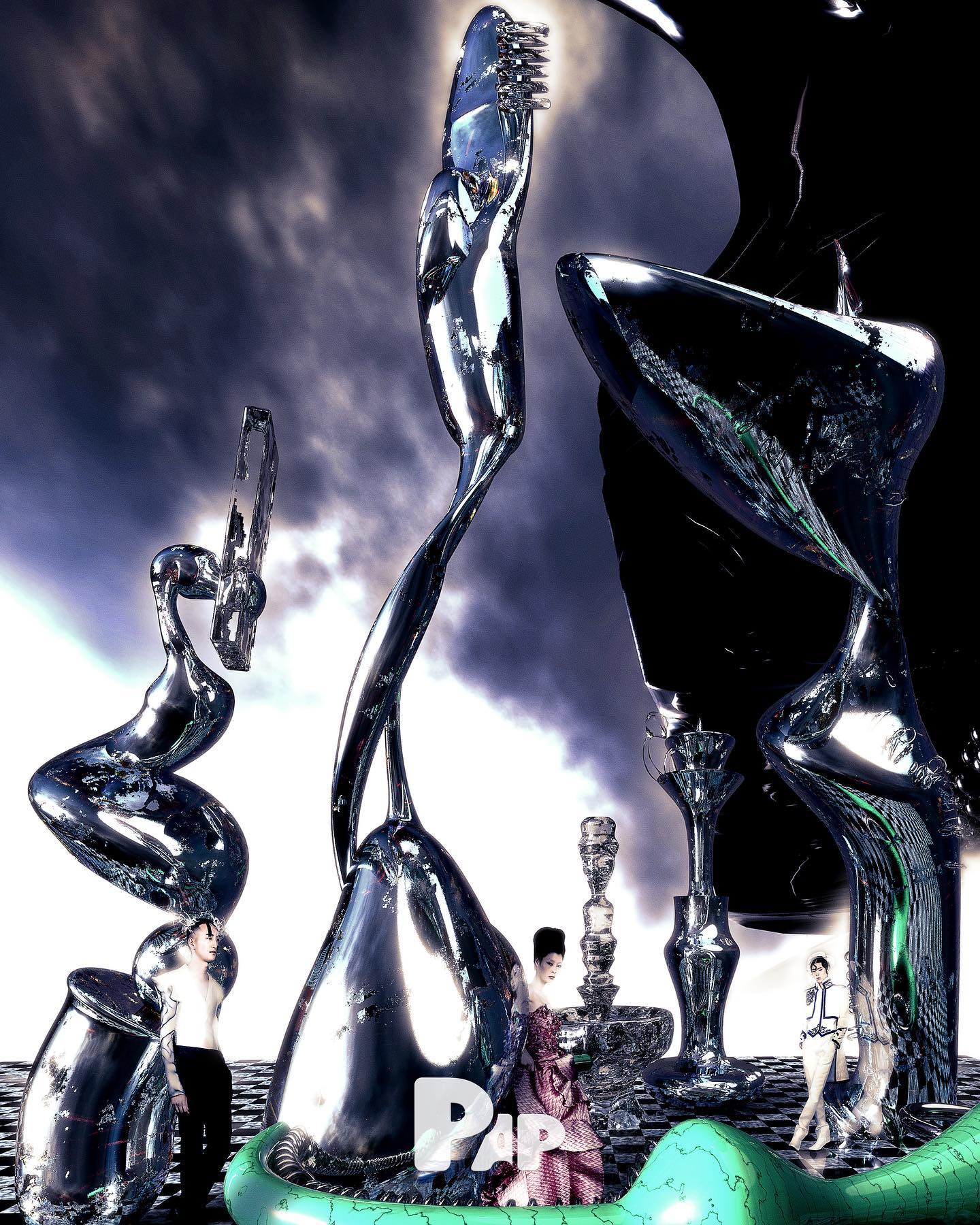 CHROME-COATED IDOLATRY — Look 5
