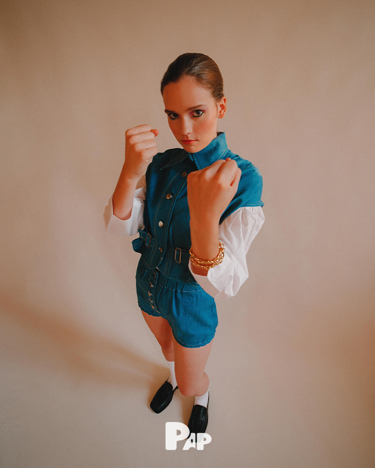 LEATHER, SAINTS, AND ASTER — Look 13