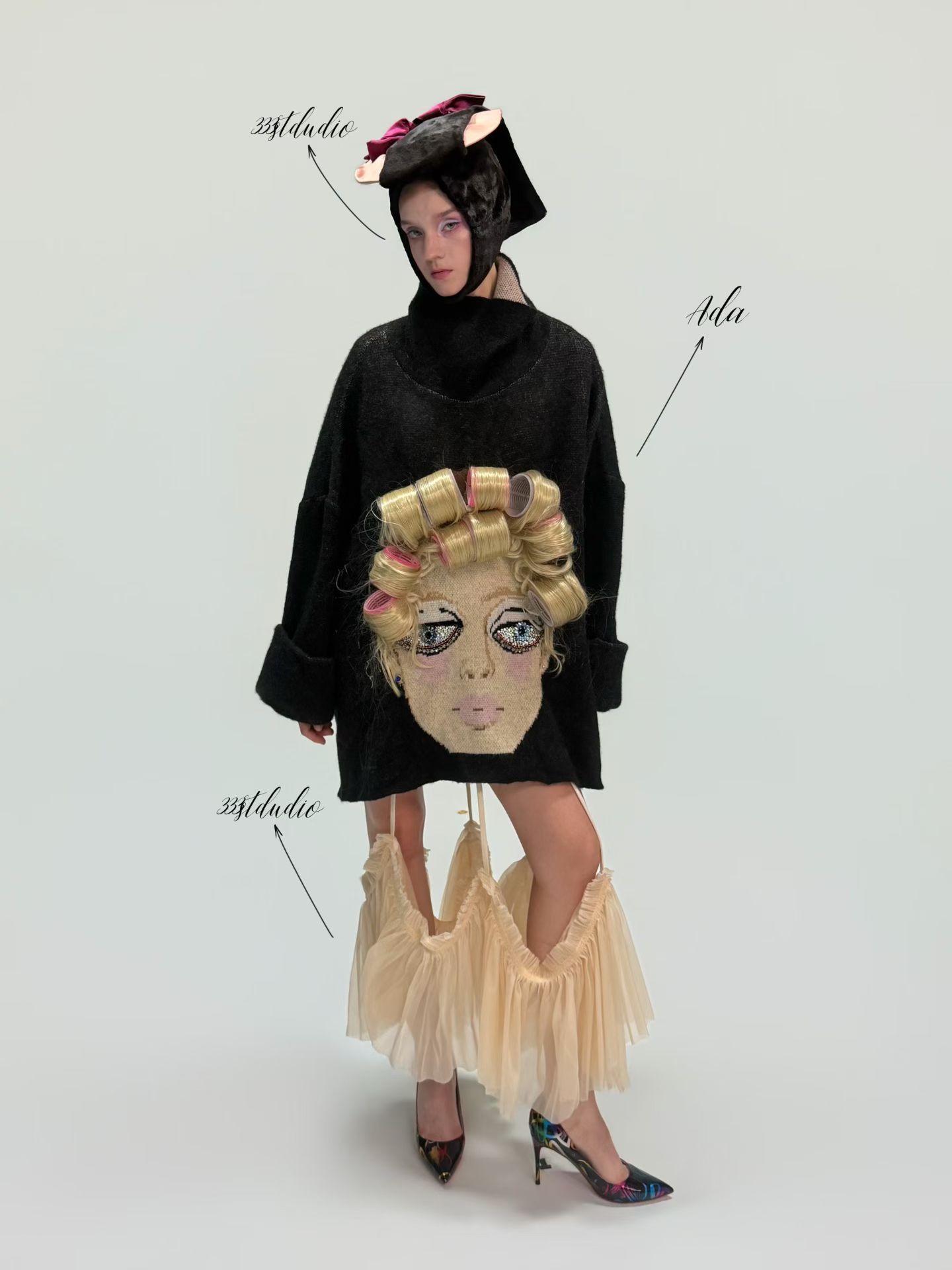 Inside The World — FASHION fashion editorial, Look 2 · @333studio_official Hat, @huangjiayu595 Sweater, @333studio_official Skirt